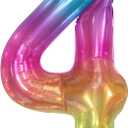 KatchOn, Giant Rainbow 4 Balloon Number - 40 Inch | Number 4 Balloons for Birthdays | 4 Year Old Balloon for 4th Tie Dye Birthday Decorations Girl | 4 Number Balloons for Anniversary Decorations (Jelly)