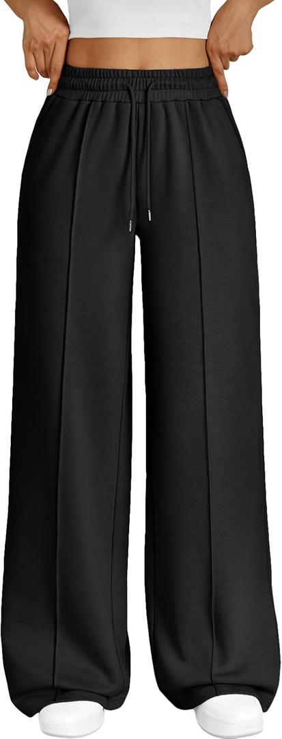 Trendy Queen Womens Wide Leg Sweatpants Baggy Loose Fall Barrel Casual Lounge Athletic Pants Comfy Teen Girl Cute Joggers (Medium, Black)
