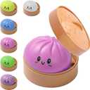 Dumpling Squishy Stress Balls Fidget Sensory Toy Mystery Dumpling Squishy Soft Squeeze Decompression Dough for Adults (Pink-A)