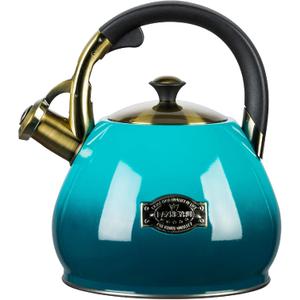 Tea Kettle Stovetop Whistling Kettle Teapot, 3Quart Tea Pot Stainless Steel Teakettle for Stove Top with Heat Proof Ergonomic Handle (Blue)