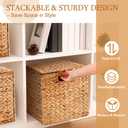 Jinei 6 Pcs Water Hyacinth Storage Baskets with Lid 12"x12"x12" Wood Color