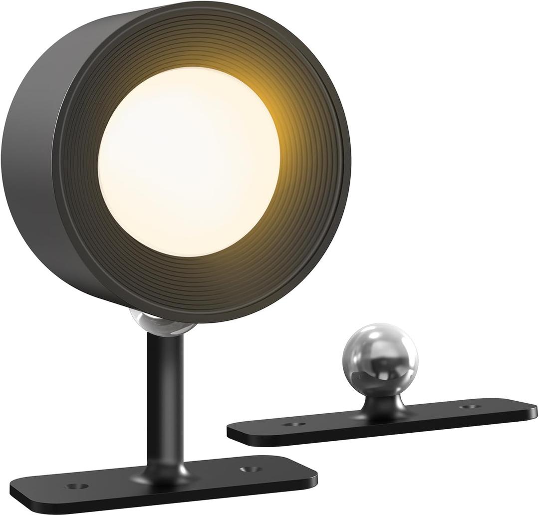 Battery Operated Wall Sconces, Wireless Rechargeable LED Lights, 3 Color Temperatures & Brightness, 360 Rotatable Magnetic Ball, with 2 Bases, for Bedroom Bedside Reading Decor (Black)