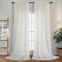 Back Tab Cream Linen Curtains 96 Inches Long 2 Panels Set for Living Room Patio Sliding Door Pocket Ivory Sheer Curtains Canvas Cloth Textured Light Filtering Drapes Floor to Ceiling Length 8 FT 42x96 (Natural)