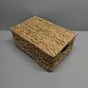 ORDELITE Large Wicker Basket with Lid, Rectangular Water Hyacinth Storage Baskets for Organizing, Woven Basket for Storage, Decorative Boxes Bins with Lids Home Organizer Decor (14" x 9" x 6")