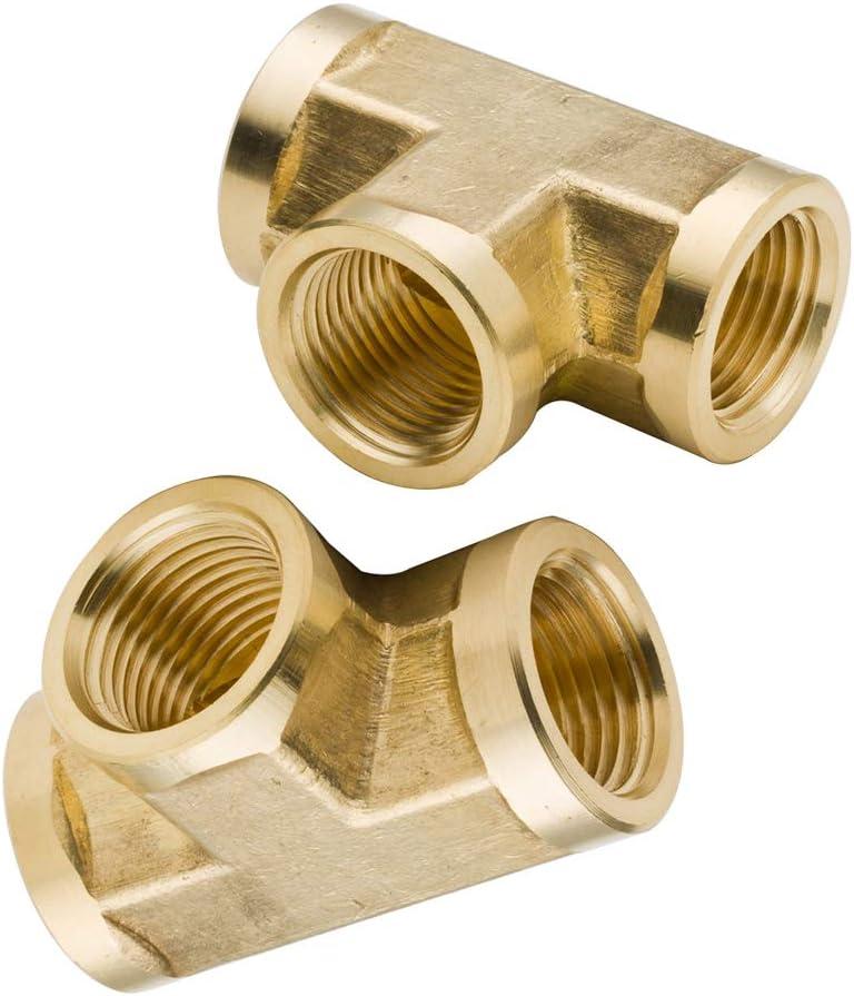 Legines Brass Pipe Fitting, Forged Tee, 3/8" NPT Female x 3/8" NPT Female x 3/8" NPT Female (2 pcs)