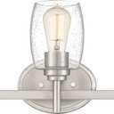 Set Modern Farmhouse 3-Light Vanity Light Industrial Wall Sconce Lighting with Seeded Glass Shade in Brushed Finish for Bathroom, Hallway, Kitchen, Mirror, Laundry Room (Silver)