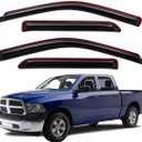 WV194109 Extra Durable In-Channel Wind Deflector Visor Rain Guard, Fit 2009-2018 Dodge Ram 1500 Crew Cab, 2010-2025 Ram 2500 & 3500 Crew & Mega Cab, 2019-2024 Ram 1500 Classic Crew Cab, Smoke, 4-Pcs
