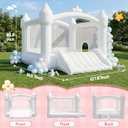 FBSPORT Inflatable White Bounce House for Kids,Large Inflatable Bouncy Castle with Wide Slide, Blower & Basketball Hoop for Indoor/Outdoor Jump House