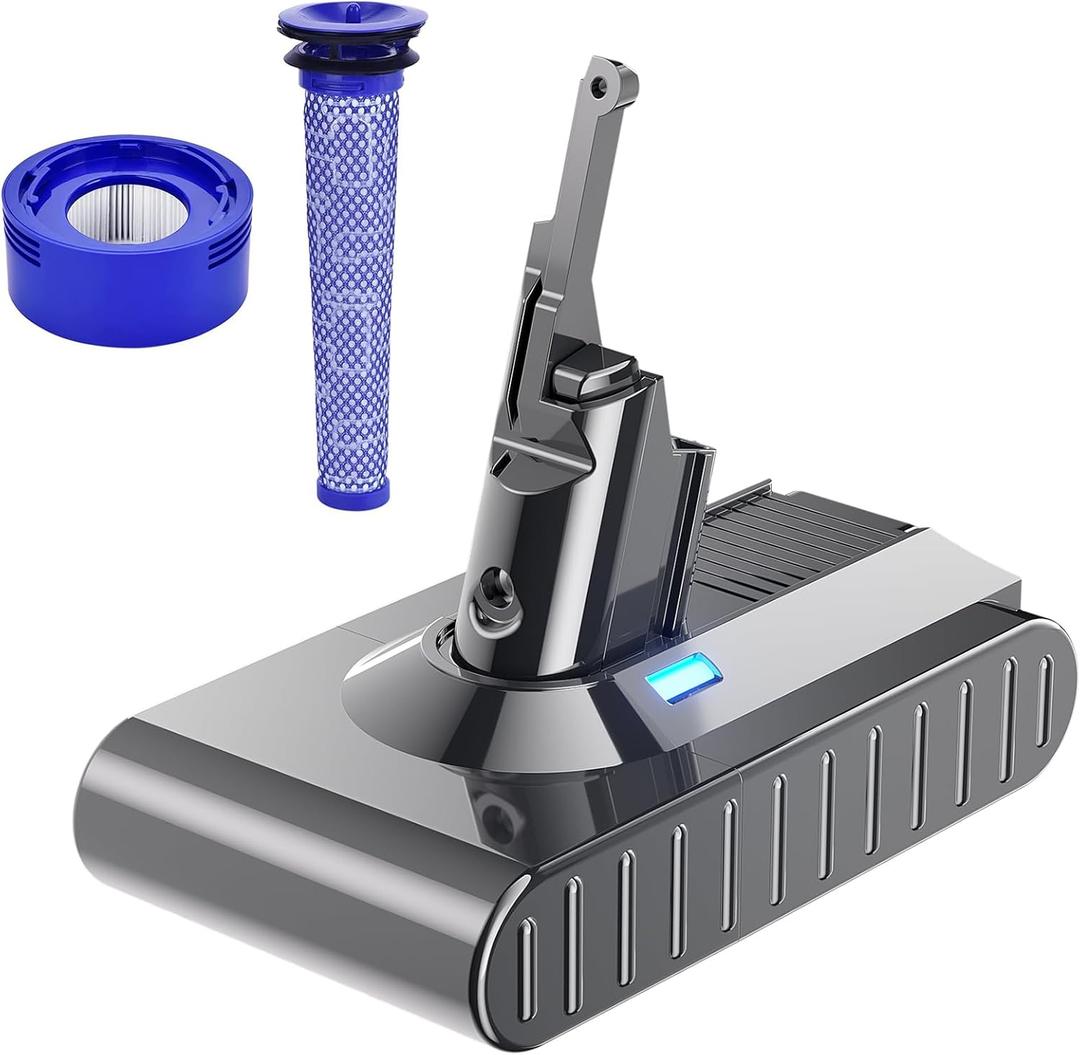 6000mAh Replacement for Dyson V8 Battery SV10 Compatible with Dyson V8 Animal V8 Absolute V8 Fluffy V8 Motorhead Handheld Cordless Vacuum Cleaner 21.6V Li-ion 215681 967834 05 Battery