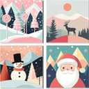 4 Pack Paint by Numbers Kits for Adults Kids Beginner, Christmas Easy Framed Adults Paint by Number Kits on Wooden Framed Canvas, DIY Acrylic Color Painting by Number for Home Decor Gift 8x8 Inch