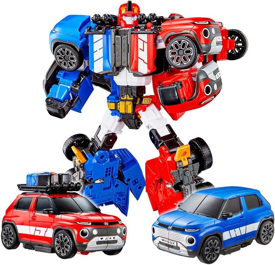 New TOBOT, TOBOT Twins, Youngtoys Transforming Collectible Vehicle to Robot, Heroes Animation Character Toys for Kids 4 and up Transform Toys Cars, Large Size Integration 10-inch
