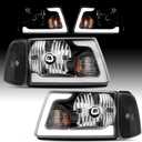 ELH LED DRL Headlight Assembly Fit For 2001-2011 Ranger With Corner Light 01 02 03 04 05 06 07 08 09 10 11 Ranger Headlamp Black Housing Clear Reflector