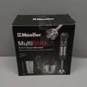 Mueller Multistick 5-in-1 Immersion Blender Handheld, 12 Speed Hand Mixer - Turbo Boost, Heaviest Duty Copper Motor, Titanium Blades Hand Blender, Milk Frother Wand, Whisk, Beaker, Chopper, Grey (Gray)