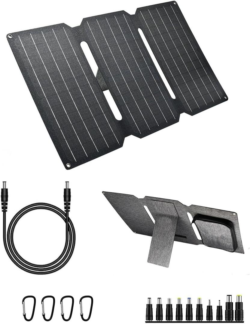 Portable Foldable 30W Solar Panel Charger for Outdoor Camping Solar Battery Charger 18 V IP65 Waterproof High Efficiency Solar Panel Kit DC for Portable Power Station USB Charger, Type C