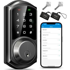 Veise VE06 Smart Deadbolt with App Control, Keyless Entry Smart Lock for Front Door, Electronic Digital Door Lock with Code, Easy Install, Matte Black