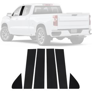 FZJDSD Black Pillar Posts Window Trim Stickers 6Pcs Gloss Black Compatible with Chevy Silverado GMC Sierra 1500 2019-2022,Door Window Pillar Posts Molding Cover Trim Stickers Anti Scratch