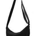 Small Nylon Crescent Crossbody Bag Black