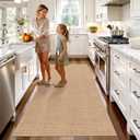 3x6 Kitchen Runner Rug Washable Non Slip: Solid Color Pattern Faux Jute Rug - Thin Easy Clean Indoor Farmhouse - Boho Rugs for Entryway Kitchen Hallway Bedroom Modern Home Decor Mat (Beige,3x6)