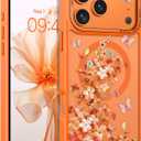 DOMAVER for iPhone 17 Pro Max Case, Magnetic Phone Case for iPhone 17 Pro Max [Compatible with MagSafe] Slim Fit Flowers Floral Design Shockproof Protective Bumper Women Girls Cover, Butterfly