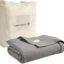 LANE LINEN Soft Queen Size Blanket 90"x90"  100% Cotton Cooling & Warm Blanket for Bed, Lightweight for Summer & Winter, Herringbone Pattern, Oversized for Comfort  Silver