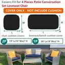 Patio Cushion Covers for Patio Conversation Set 4-Piece, Outdoor Seat Cushions Replacement Covers for Patio Furniture Set Wicker, Backyard Porch Garden Poolside Balcony Sets, Black, 38x19x2,19x19x2