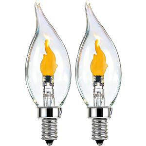 SHUWDKAR Flickering Light Bulbs E12 Base LED Fire Effect Flicker Flame, LED Flame Bulb for Decoration, 2 Pack