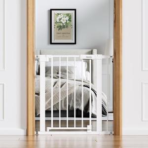 Babelio 26-31 in Narrow Baby Gate for Stairs with Wide Door, PressGuard II
Pressure/Wall Mount, Dual Lock with Indicator, Auto Close, Heavy Duty, Easy Install for Doorways, Kitchens, Hallway, White