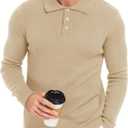 Men's Knit Long-Sleeve Sweater Pullover Soft Casual Regular Fit Basic Tops (Medium, Light Apricot)