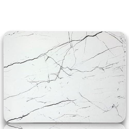 Stone Dish Drying Mats for Kitchen Counter (16x12In), Quick Dry Dish Drying Mat with Anti-Slip Pad, Absorbent Stone Dish Drying Mat, Match Any Countertop, White marble style, BPA Free, Designed in USA