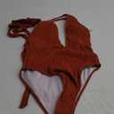 ZAFUL Women Plunging One Piece Swimsuit Backless Cross Tie High Cut Thong One-Piece Bathing Suit (Medium, 3-caramel)