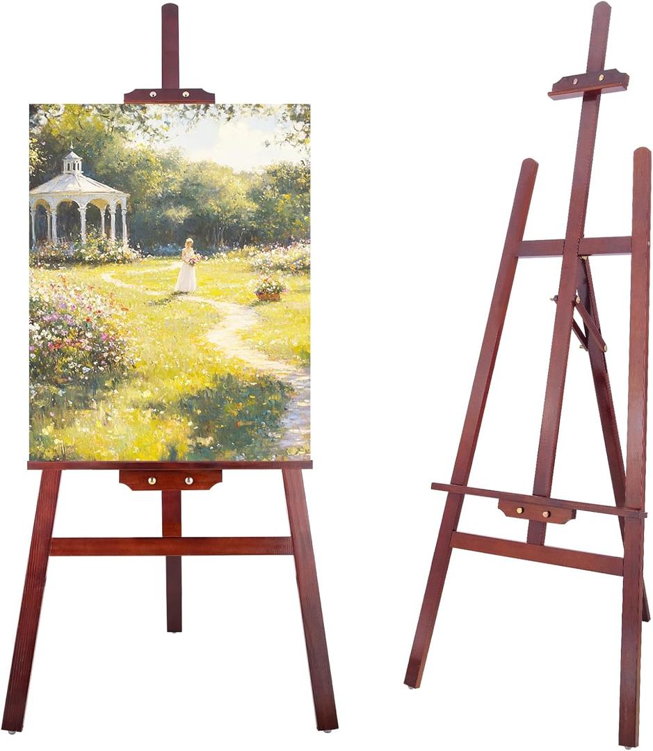 Adjustable Wooden Easel Stand for Painting&Display, Brown, Up to 42 inches