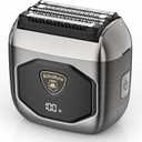 Full Metal Electric Foil Shaver for Men: 4 Floating Blades, IPX7 Waterproof Wet & Dry Mini Razor, 120-Min Runtime USB-C Rechargeable, Quiet Travel Groomer with LED Display & Travel Lock