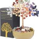 Handcrafted 7 Abundance Tree with Ceramic Base,5 Inch Natural Crystal Feng Shui Bonsai for Prosperity,Harmony & Energy Flow,Premium Healing Stone Decor for Home & Sacred Spaces