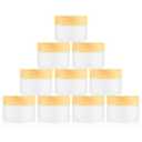 1 Oz 10 Pack Frosted Glass Face Cream Jars,Empty Cream Jars Holder Case with Wood Grain Lid&Inner liner,Sample Cosmetic Container Vials Pot for Eyeshadow,Lotion,Foundation,Lip Balm