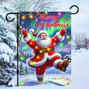 2 x Merry Christmas Garden Flag Double Sided 12x18 Flag Festive Santa Xmars Garden Flag Santa With Christmas Lights And Snowy Scene Outdoor Holiday Yard Lawn Decoration Banner