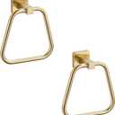 Brushed Gold Towel Ring for Bathroom 2 Pack, Kitchen Bath Towel Holder Hangers Wall Mount Heavy Duty Stainless Steel