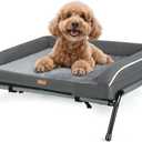 Lekereise Elevated Outdoor Dog Bed Cot + Orthopedic Indoor Small Dog Sofa Bed, 2-in-1 Design, Load 40lb, Grey