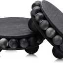Yookeer 2 Pcs Wooden Risers for Displays Round Wood Riser Distressed Wood Risers Farmhouse Pedestal Display Stand Rustic Pedestal Stand Beaded Decor for Tiered Trays Home(3.94 Inch,Black)