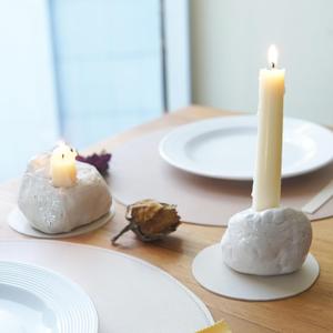 White Ceramic Candle Holders Set  Handcrafted Taper Candle Holders for Table Centerpiece | Modern Decorative Candlestick Holders for Dining Table, Wedding, Fireplace Mantel & Home Decor