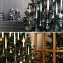 Tuanse 12 Sets Flameless Christmas Tree Candles LED Taper Candles with Crystal Ball Hook for Christmas Tree Ornament, Flickering Battery Operated Light Candlestick Xmas Wedding, No Battery (Crystal)