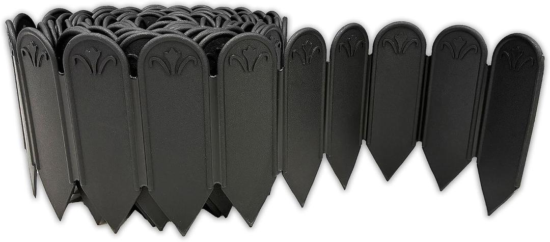 DAIM FlexWall Edge Landscape Edging, Fancy Garden Edging for Landscaping, Sturdy Garden Fencing & Landscape Border that Retain Soil & Stop Weeds, for Landscaping & Fencing Project, Black, 6" x 16.5 ft
