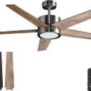 Ceiling Fan 52'' with Light: Modern Remote Control Fans Downrod Mounted - Quiet Reversible DC Motor - Light Memory Function for Patio Dining Room Outdoor Indoor (Brushed Nickel+Walnut-5)