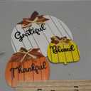 SY Super Bang Fall Decorations for Home, Rustic Wooden Blessed Grateful Thankful Hello Pumpkin Tabletop Sign Thanksgiving Decoration, for Autumn Harvest Farmhouse Party Decor