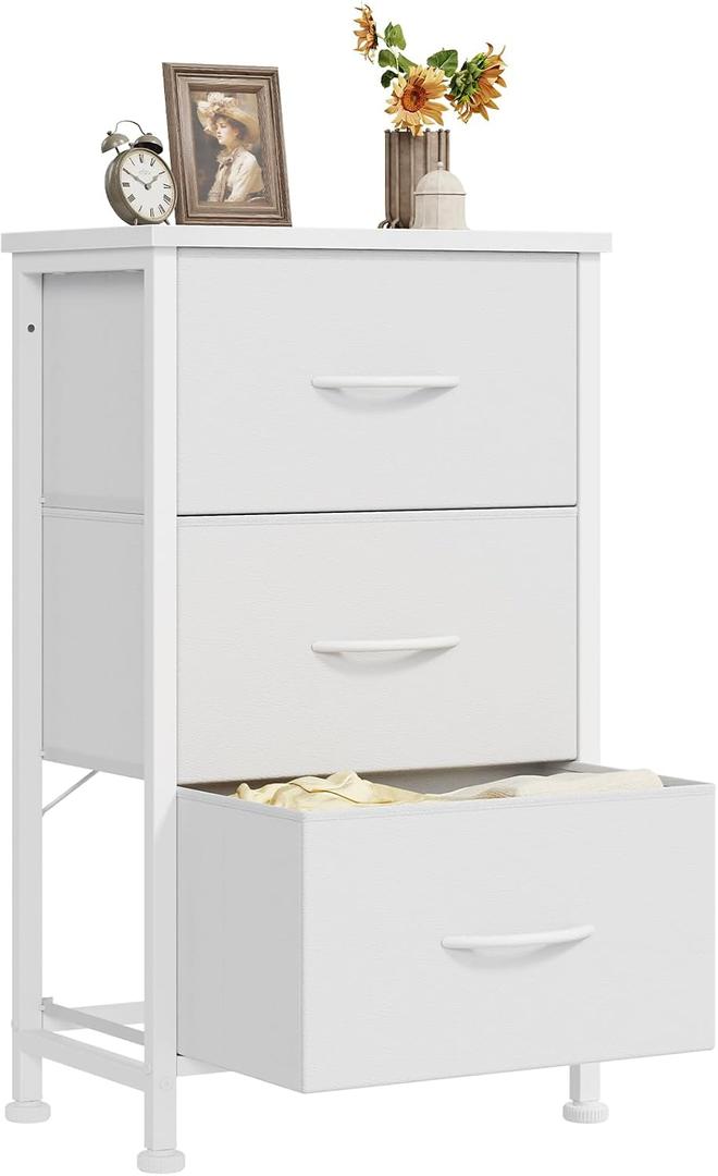 DUMOS 3 Drawer Nightstand for Bedroom, Small Night Stand Chest of Drawers, 11.8"D x 15.7"W x 29.5"H