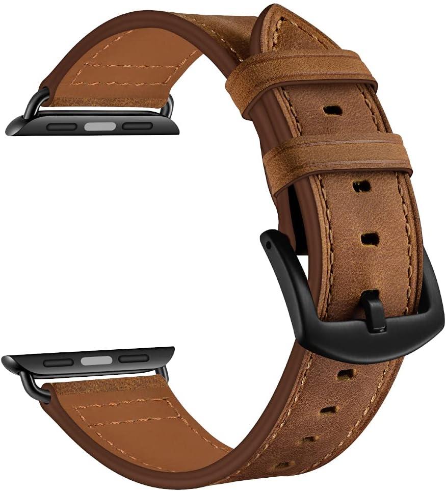 Extra Large Leather Band Compatible with Apple Watch Series 10 46mm Ultra 3 2 1 49mm Vintage Big Bands XL Replacement Strap for iWatch Ultra 9 8 7 45mm Series 6 SE 5 4 3 2 1 42mm 44mm Men, XXL
null