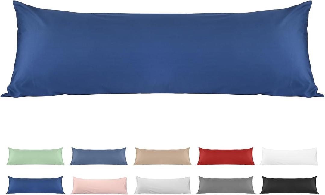 100% Cotton Body Pillow Case, Deep Dream 20x54 Body Long Pillow Pillowcases Sateen Weave, 600 Thread Count Hotel Luxury Soft and Breathable Envelope Closure Pillow Covers, Navy Blue
