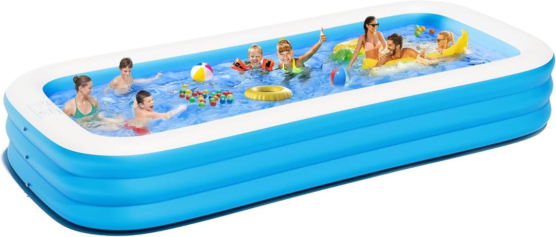 Extra Large Inflatable Pool, 145"x74"x22" Big Thickened Swimming Pool