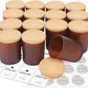 SUPMIND 15 Pack Candle Glass Jars- 7oz Frosted Amber Empty Candle Containers with Bamboo Lids and Sticky Labels, Matte Brown Jars in Bulk for Making Candles- Dishwasher Safe-7 fl.oz