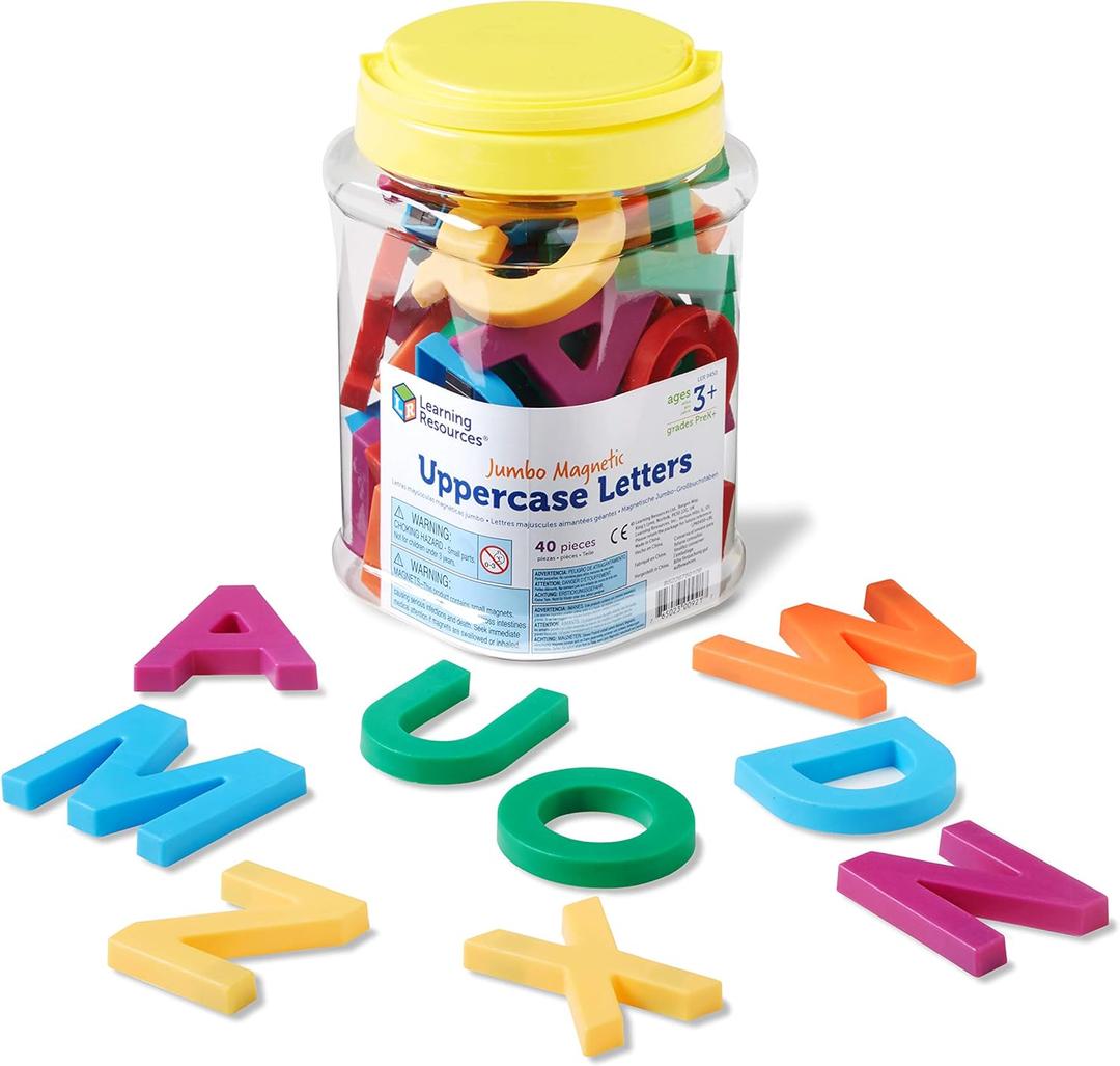 Learning Resources Jumbo Magnetic Uppercase Letters - Magnetic ABC, Alphabet Recognition for Preschoolers, Phonics and Spelling, Classroom, Teach Toddler Reading, Educational Toy, Gifts for Kids