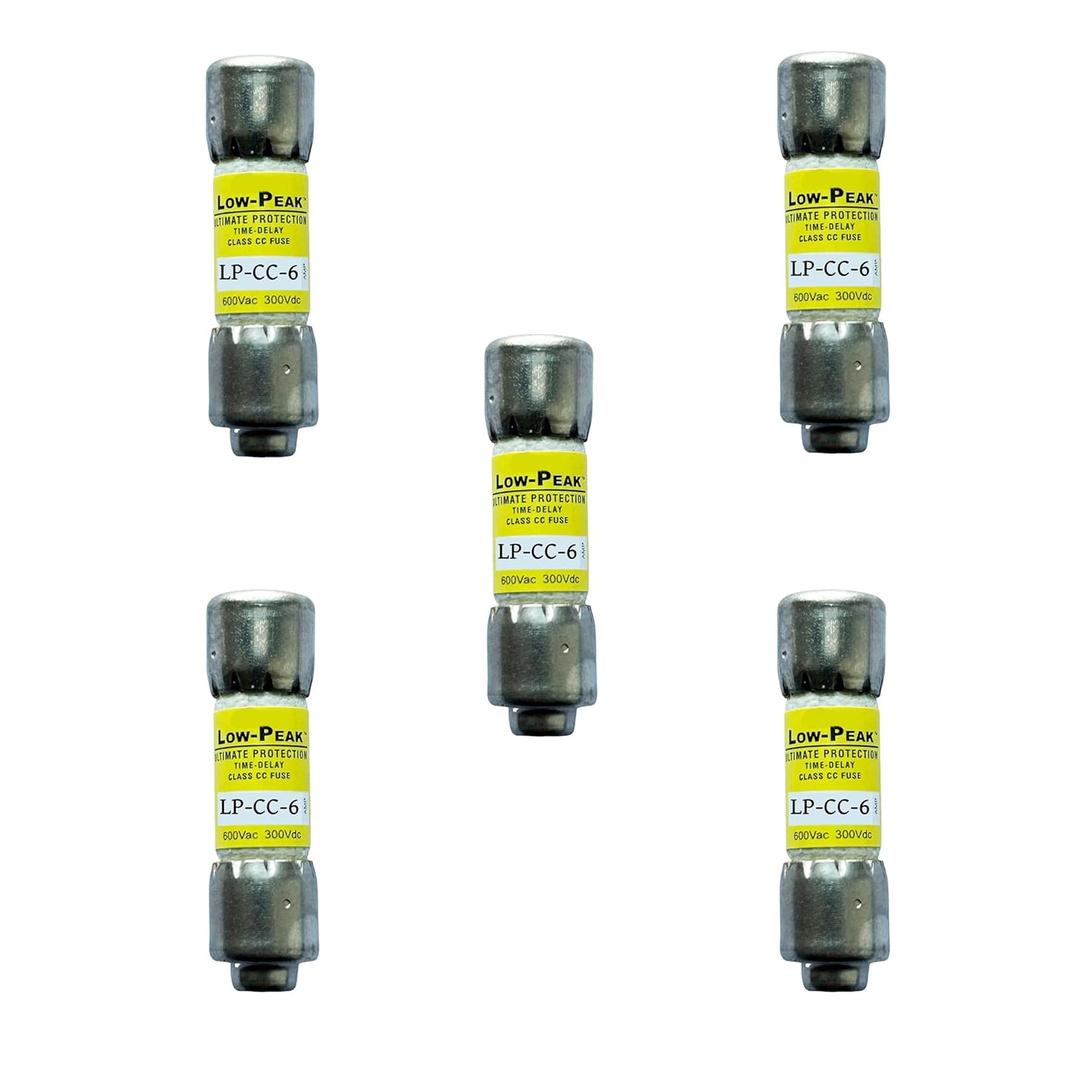 5-Pack New LP-CC-6 LP-CC-6A LP-CC 6A 600Vac Time Delay Fuse,LP-CC-6 Class CC Cartridge Fuses 6A 600V-AC D666186